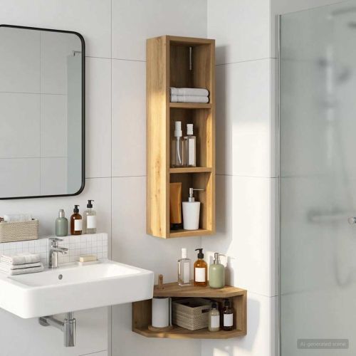 Банен стенен шкаф с рафт Дъб Артизан 20 x 14 x 70 см