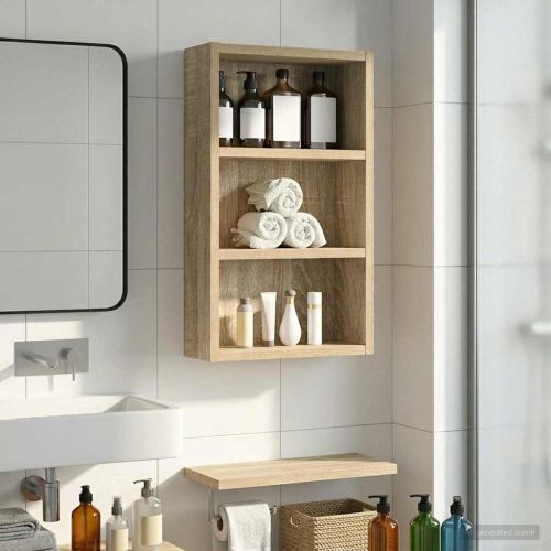 Банен стенен шкаф с рафт Сонома дъб 30 x 10 x 50 см
