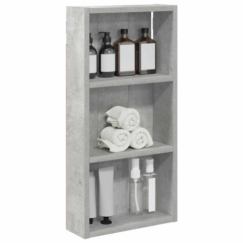 Банен стенен шкаф с рафт Бетонно Сиво 30 x 10 x 60,5 см