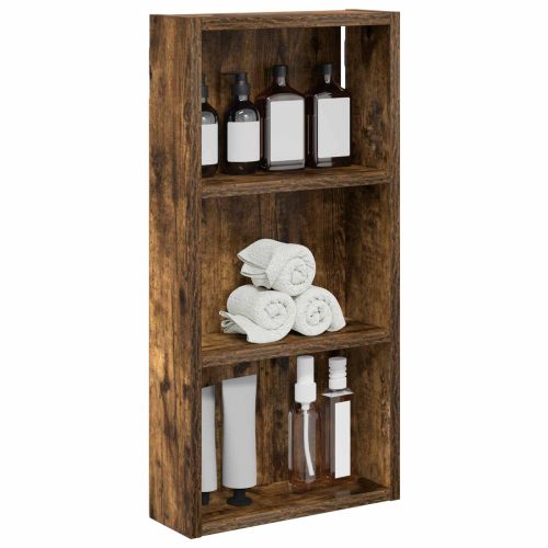 Банен стенен шкаф с рафт Пушена Дъб 30 x 10 x 60,5 см