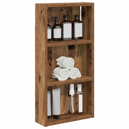Банен стенен шкаф с рафт Старо дърво 30 x 10 x 60,5 см
