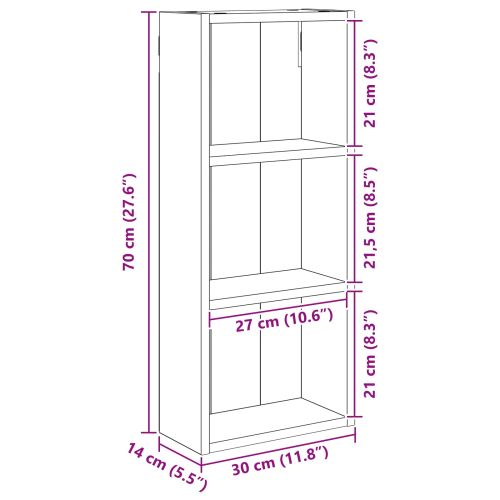 Банен стенен шкаф с рафт Сонома дъб 30 x 14 x 70 см