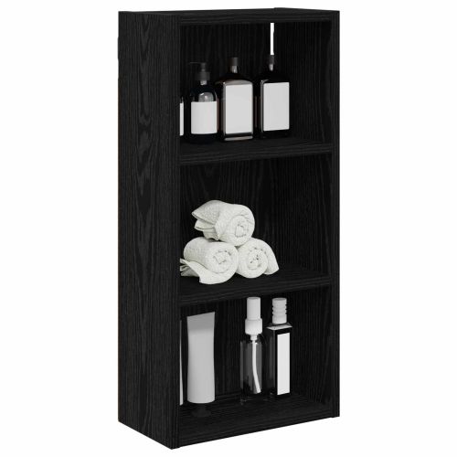 Банен стенен шкаф с рафт Черен Дъб 30 x 16 x 62,5 см