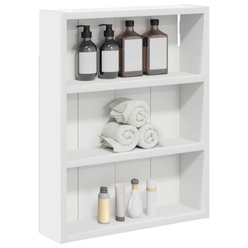 Банен стенен шкаф Бял 40 x 10 x 50 см Инженерен дървен материал