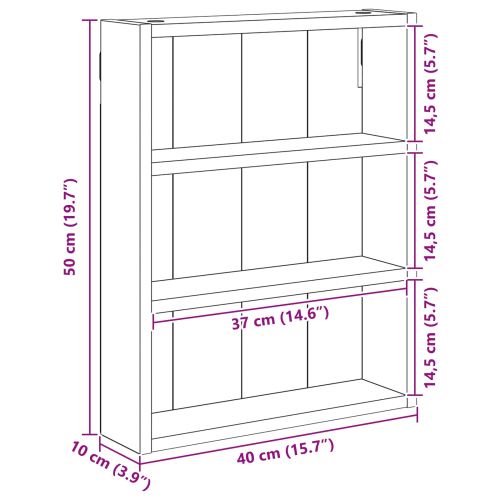 Банен стенен шкаф Бял 40 x 10 x 50 см Инженерен дървен материал