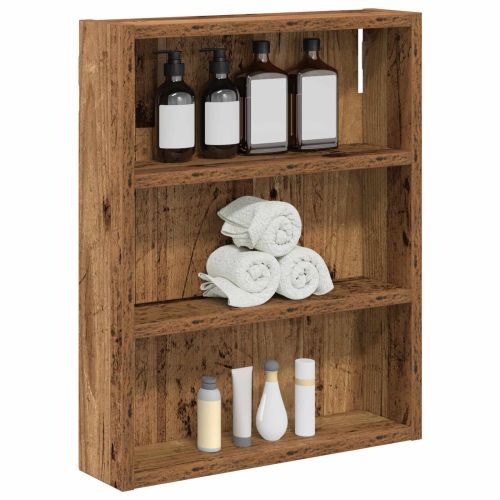Банен стенен шкаф с рафт Старо дърво 40 x 10 x 50 см