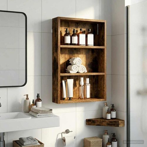 Банен стенен шкаф с рафт Пушена Дъб 40 x 10 x 60,5 см