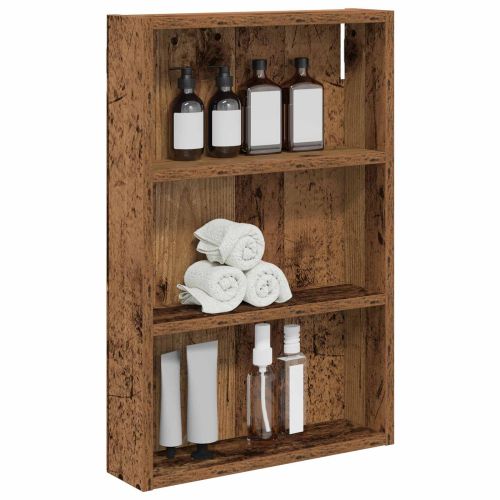 Банен стенен шкаф с рафт Старо дърво 40 x 10 x 60,5 см