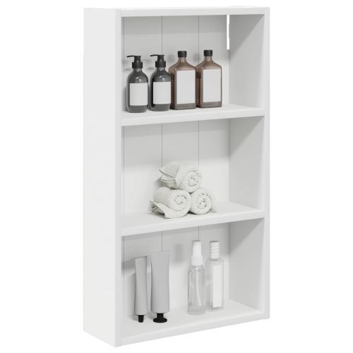 Банен стенен шкаф Бял 40 x 14 x 70 см Инженерен дървен материал