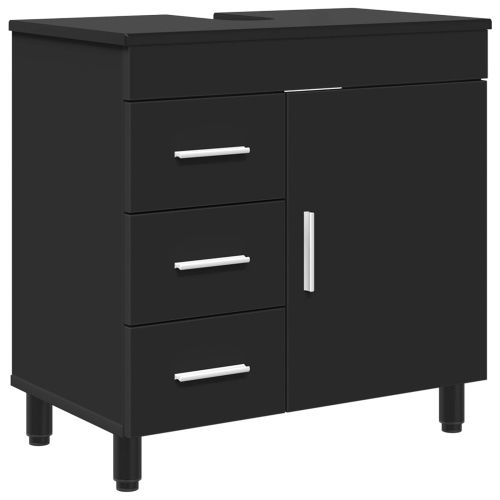 Баня с мивка Черен 60 x 35 x 60 см Инженерен дървен материал