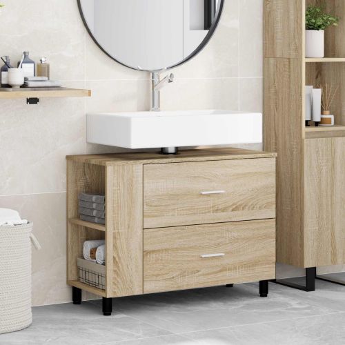 Шкаф под мивка за баня с чекмедже дъб сонома 80 x 35 x 60 cm