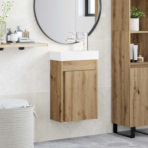 Баня с мивка със съхранение Артизан дъб 40,5 x 22,5 x 62 см