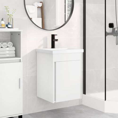 Мивка за баня със смесител Бял 42 x 40 x 74,5 см