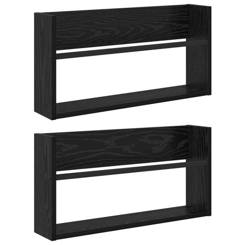 Етажерка за списания с рафт 2 pcs Черния дъб 60 x 12 x 30 см