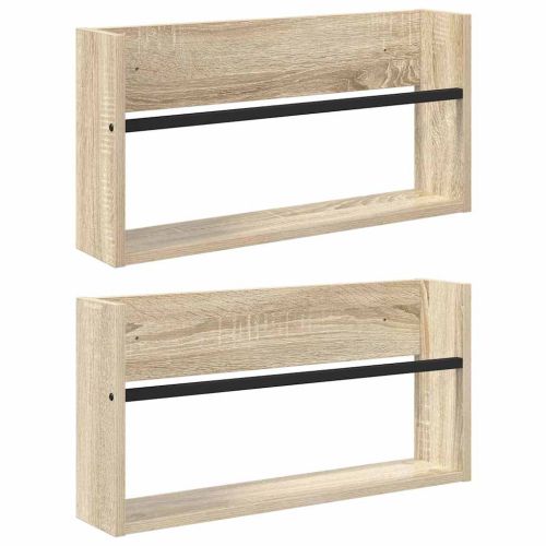 Етажерка за списания с рафт 2 pcs Сонома дъб 60 x 12 x 30 см