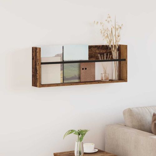 Етажерка за списания с рафт Старо дърво 80 x 12 x 30 см