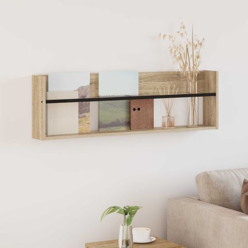 Етажерка за списания с рафт Сонома дъб 100 x 12 x 30 см