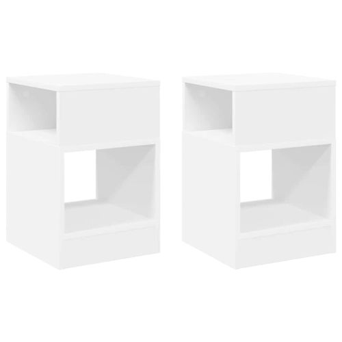 Крайна масичка 2 pcs Бяло 30,5 x 30 x 45 см Инженерно дърво