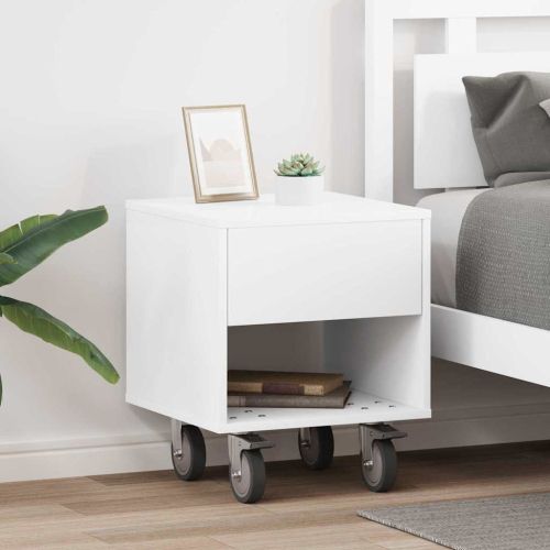 Нощно шкафче 2 pcs Бяло 40,5 x 40 x 48 см Инженерно дърво