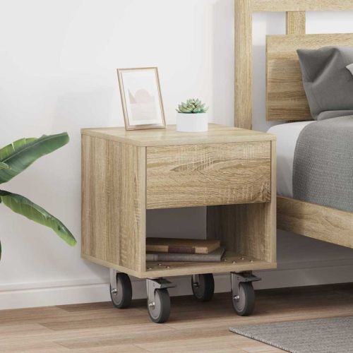 Нощно шкафче 2 pcs Сонома дъб 40,5 x 40 x 48 см Инженерно дърво