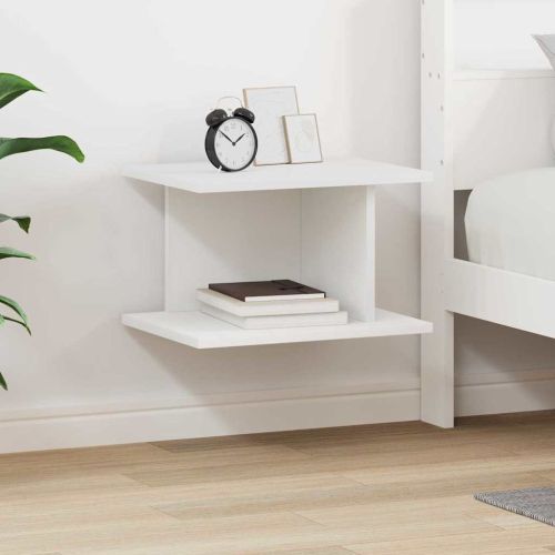 Нощно шкафче Бяло 40 x 30 x 25 см Инженерно дърво