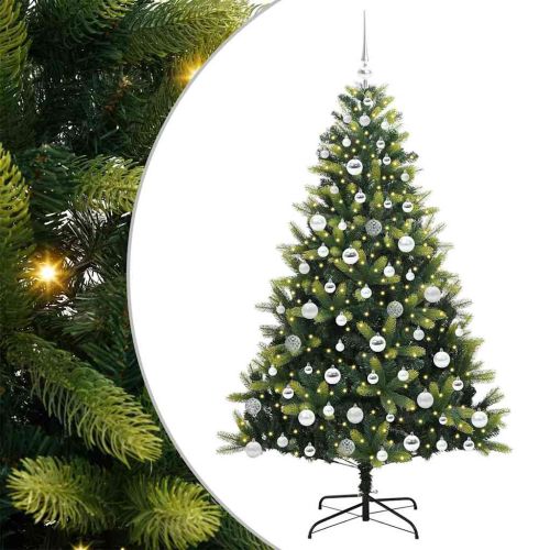 Изкуствен сгъваем коледен дърво с 300 LED светлини Зелен 180 cm