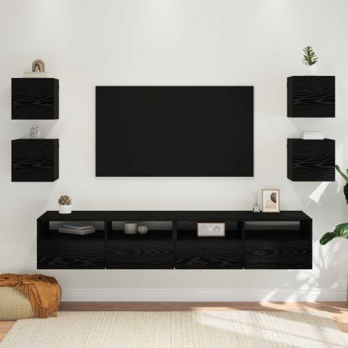 Стенен ТВ кабинет 4 pcs Черен дъб 30,5 x 30 x 30 см