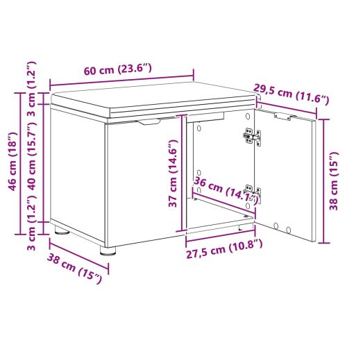 Пейка за коридор с възглавница с рафт Черен Дъб 60 x 38 x 46 см