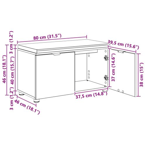 Пейка за коридор с възглавница с рафт Черен Дъб 80 x 38 x 46 см