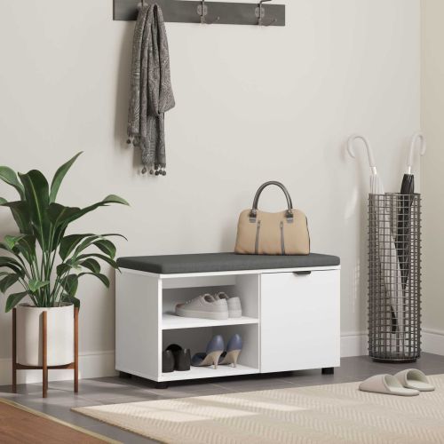 Пейка за коридор Бял 80 x 38 x 46 см Композитно дърво и текстил