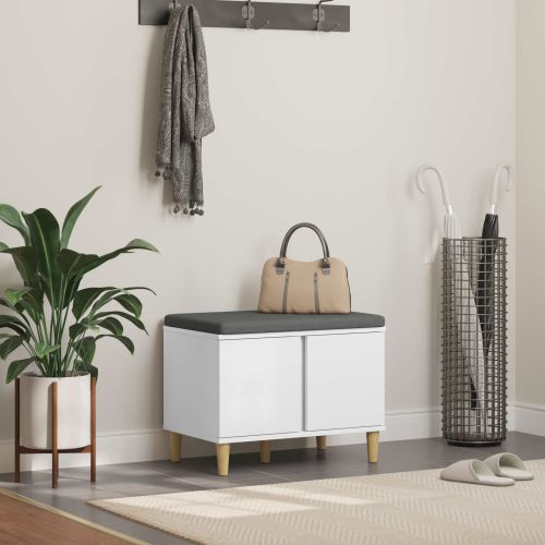 Пейка за коридор Бял 60 x 38 x 46 см Композитно дърво и текстил