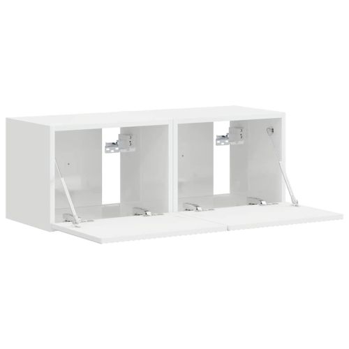 TV стенен шкаф 2 pcs Гланц бяло 39 x 31 x 29,5 см