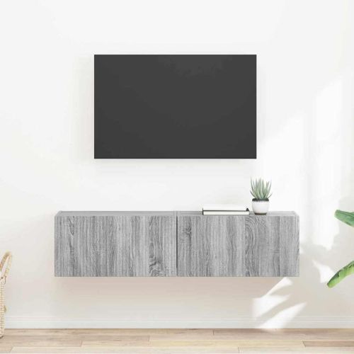 TV стенен шкаф 2 pcs Сив Сонома 60 x 31 x 29,5 см