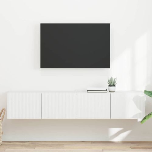 TV стенен шкаф 2 pcs Бяло 78,5 x 31 x 29,5 см Инженерно дърво