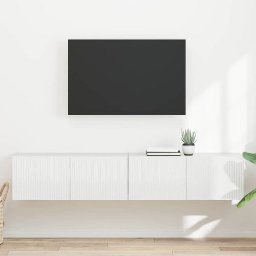 TV стенен шкаф 2 pcs Гланц бяло 78,5 x 31 x 29,5 см
