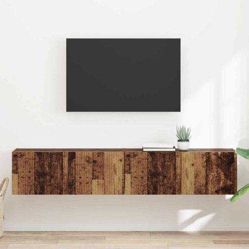 TV стенен шкаф 2 pcs Старо дърво 78,5 x 31 x 29,5 см