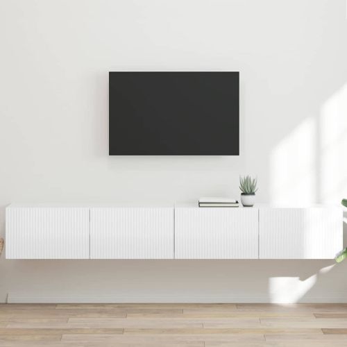 TV стенен шкаф 2 pcs Гланц бяло 98 x 31 x 29,5 см
