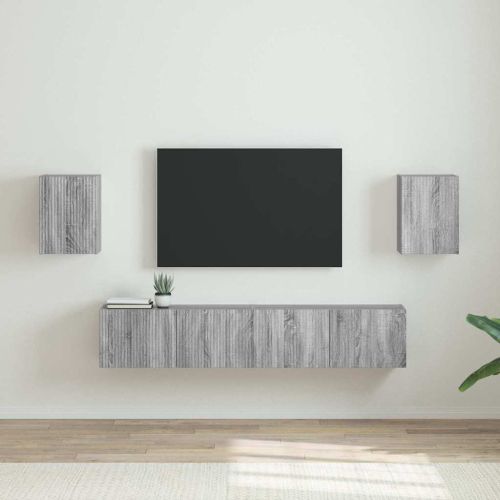 TV стенен шкаф 2 pcs Сив Сонома 30 x 31 x 40 см Инженерно дърво