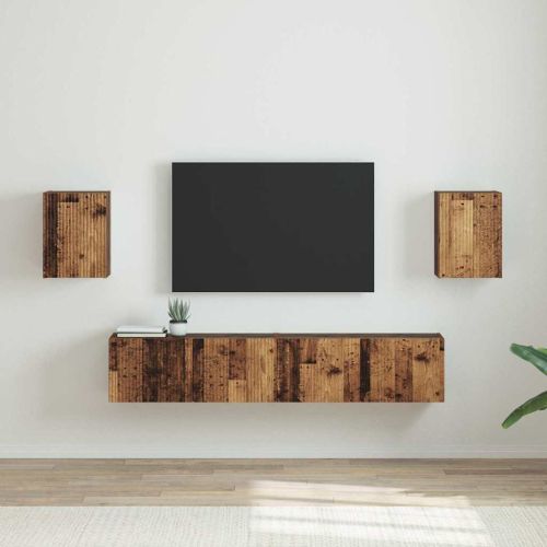 TV стенен шкаф 2 pcs Старо дърво 30 x 31 x 40 см