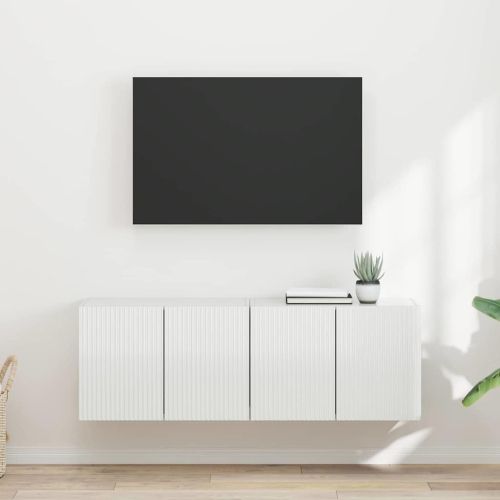TV стенен шкаф 2 pcs Лъскаво бяло 59,5 x 31 x 40 см