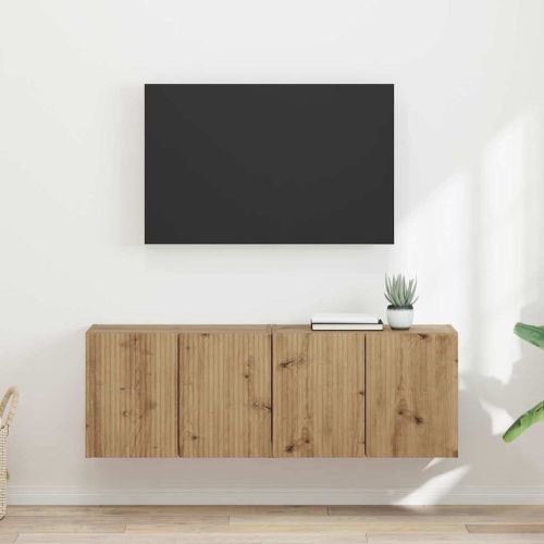 TV стенен шкаф 2 pcs Дъб 59,5 x 31 x 40 см Инженерно дърво