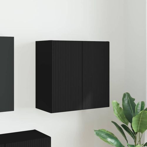 TV стенен шкаф Черно 59,5 x 31 x 60 см Инженерно дърво