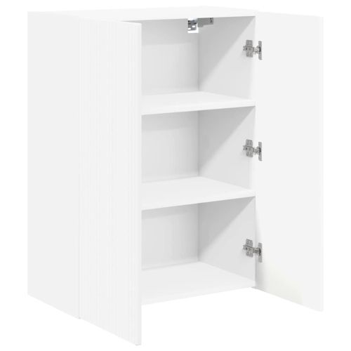 TV стенен шкаф Бяло 59,5 x 31 x 80 см Инженерно дърво