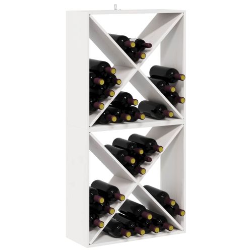 Винен рафт 2 pcs Бяло 62 x 25 x 62 cm Солидно борово дърво
