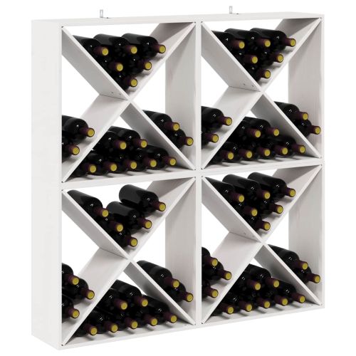 Винен рафт 4 pcs Бяло 62 x 25 x 62 cm Солидно борово дърво