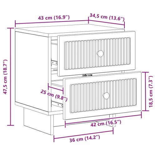 Нощен шкаф Черно 43 x 34,5 x 47,5 см Инженерна дървесина