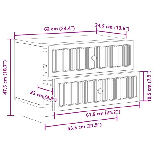 Нощен шкаф Черно 62 x 34,5 x 47,5 см Инженерна дървесина