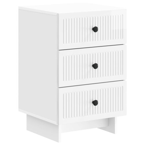 Нощен шкаф Бял гланц 43 x 41 x 66,5 см Инженерна дървесина