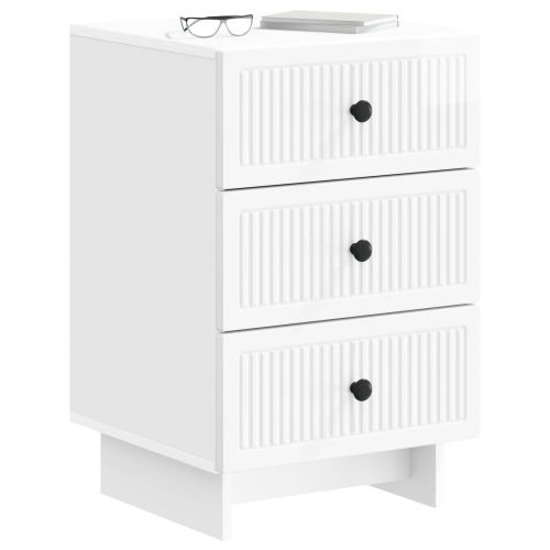 Нощен шкаф Бял гланц 43 x 41 x 66,5 см Инженерна дървесина