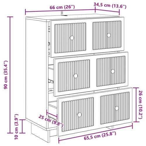 Чекмеджетен шкаф 66 x 34,5 x 90 см Инженерна дървесина